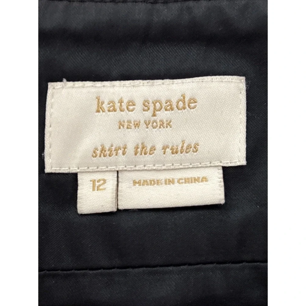 Kate Spade Black Tweed Chain Link Hem Pencil Mini Skirt‎ Wool Blend - Size 12